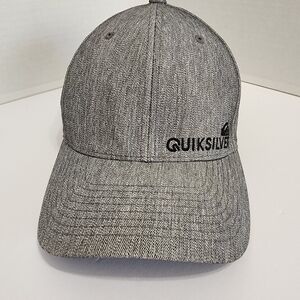 Quiksilver Flexfit Hat Gray S/M Fitted Stretch Surf Skate Cap